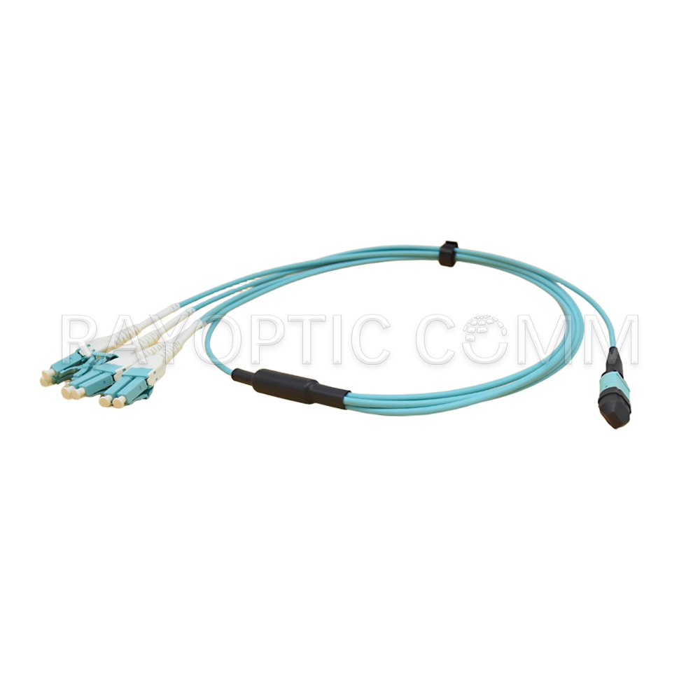 MPO 8 fiber to LC uniboot breakout fiber cable OM4 for high-density data center cabling