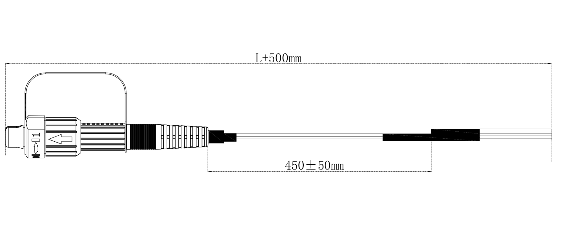 GJYXCH 5×2 mm Flat Drop Cable with Reinforced SC/APC FastConnect Connector – Structure Diagram