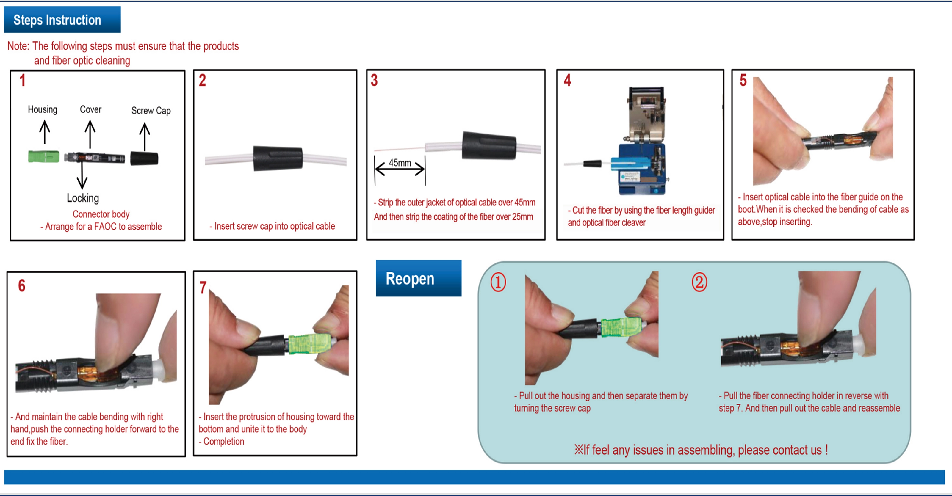 SC/APC Field Connector Installation Instruction – Rayoptic
