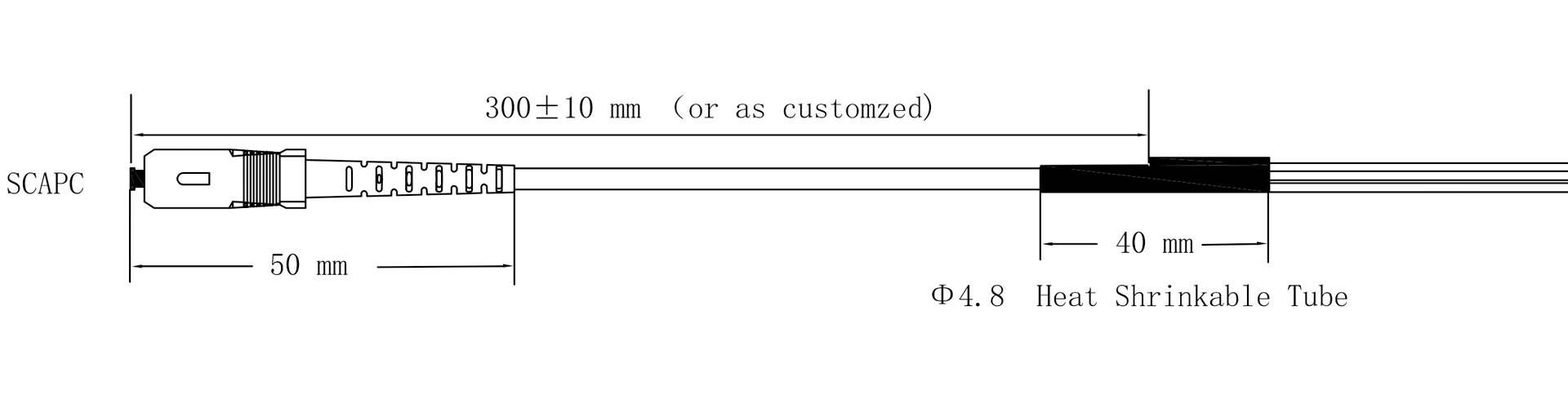 Drawing of Pre-connectorized SC/APC FIG-8 Drop Cable – Structure Diagram
