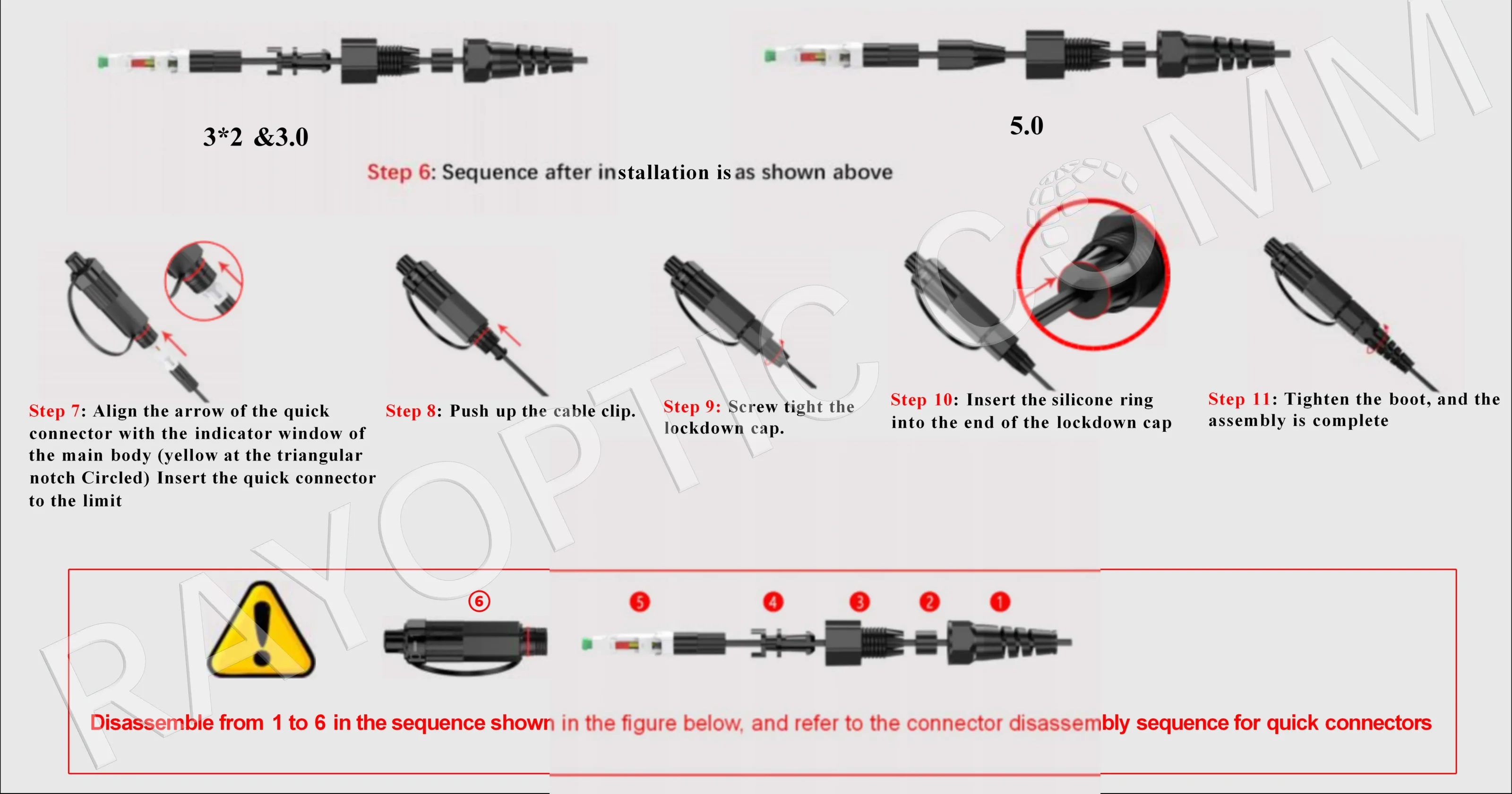 Field Assembly SC/APC Waterproof Connector Reinforced Bayonet Type Compatible with Huawei FastConnect Instruction Part B