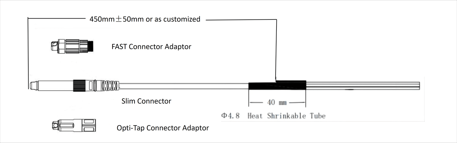 Slim OPT FAST Pre-connectorized Drop Cable Diagram
