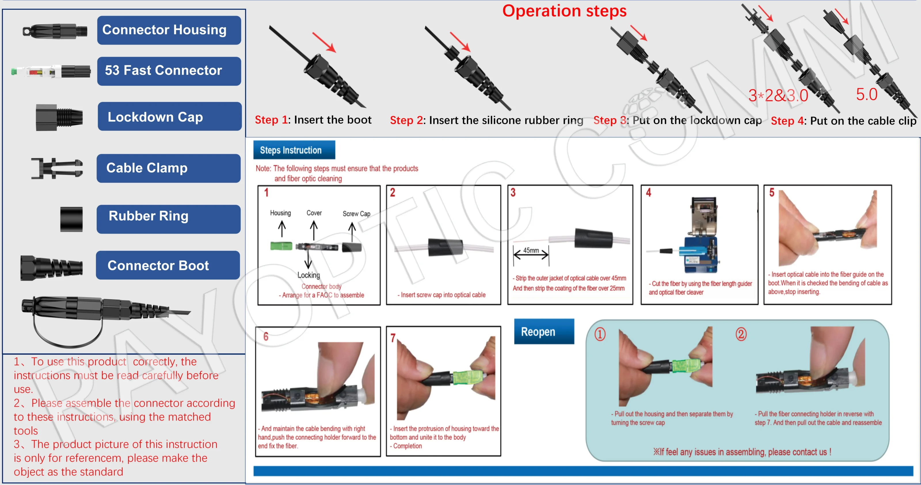 OptiTap SC/APC Field Assembly Waterproof Connector Instruction – Part A