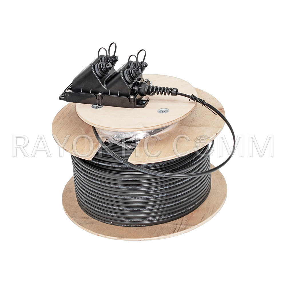 Fiber MST terminal 4 port with OptiTap connectors supplied on wooden reel