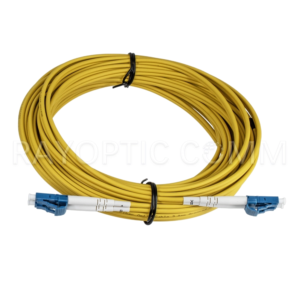 2 fiber LC UPC duplex to LC UPC duplex armored fiber patch cable single mode G657B3 3.0mm yellow LSZH