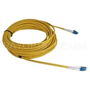 2 fiber LC UPC duplex to LC UPC duplex armored fiber patch cable single mode G657B3 3.0mm yellow LSZH