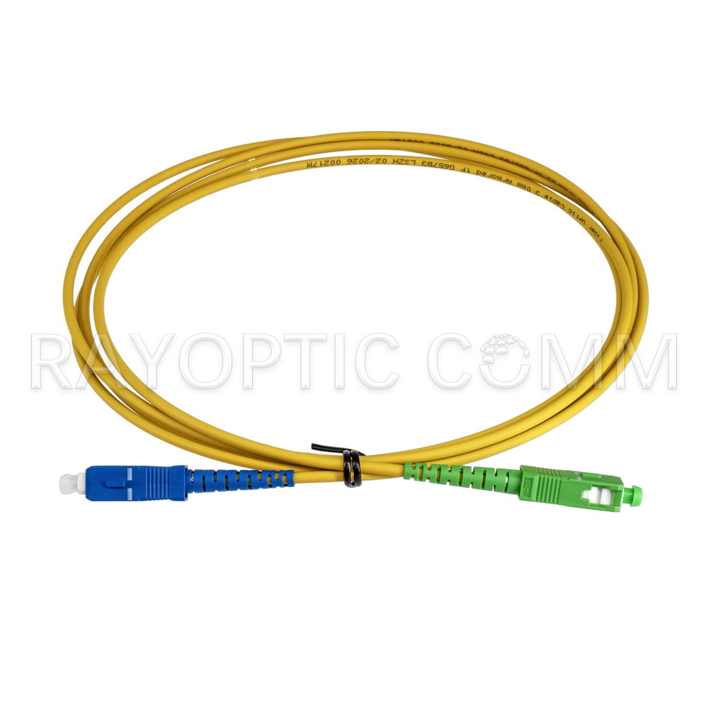 1 fiber SC APC to SC UPC armored fiber patch cable single mode G657B3 3.0mm yellow LSZH