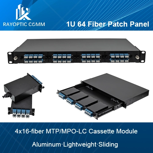1U 64-Fiber MTP/MPO to LC Sliding Patch Panel for High-Density Data Center Cabling