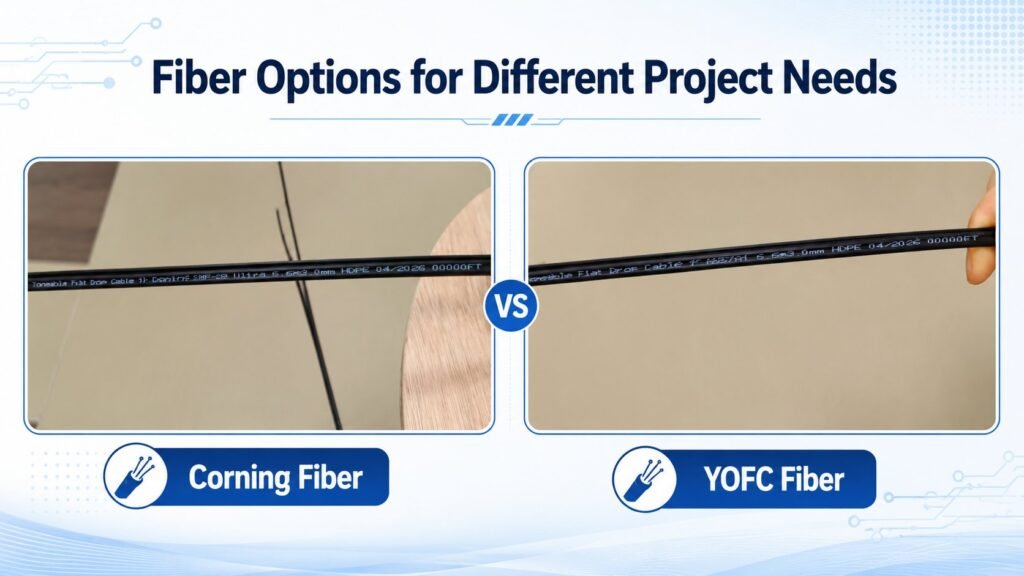 Corning vs YOFC fiber options comparison for ROC drop cable